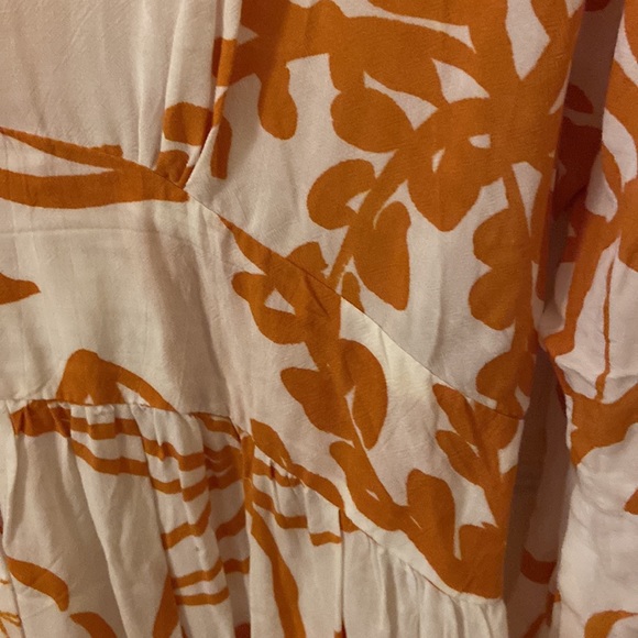GILLIA Abril hand printed botanical floral dress yellow large Hawaiian boutique - Picture 8 of 10